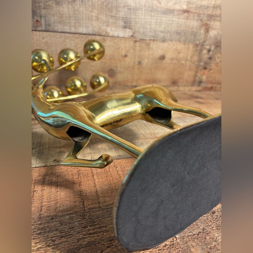 Vintage Large Tall 14.5” Brass Deer Reindeer Votive 8 Candle Holders MCM Holiday - Picture 10 of 13